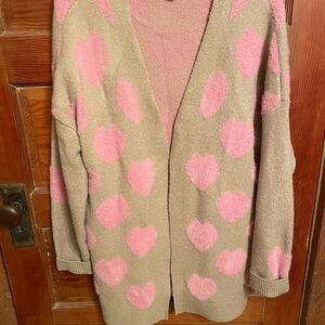 Charming Pink Heart Women's Cardigan
